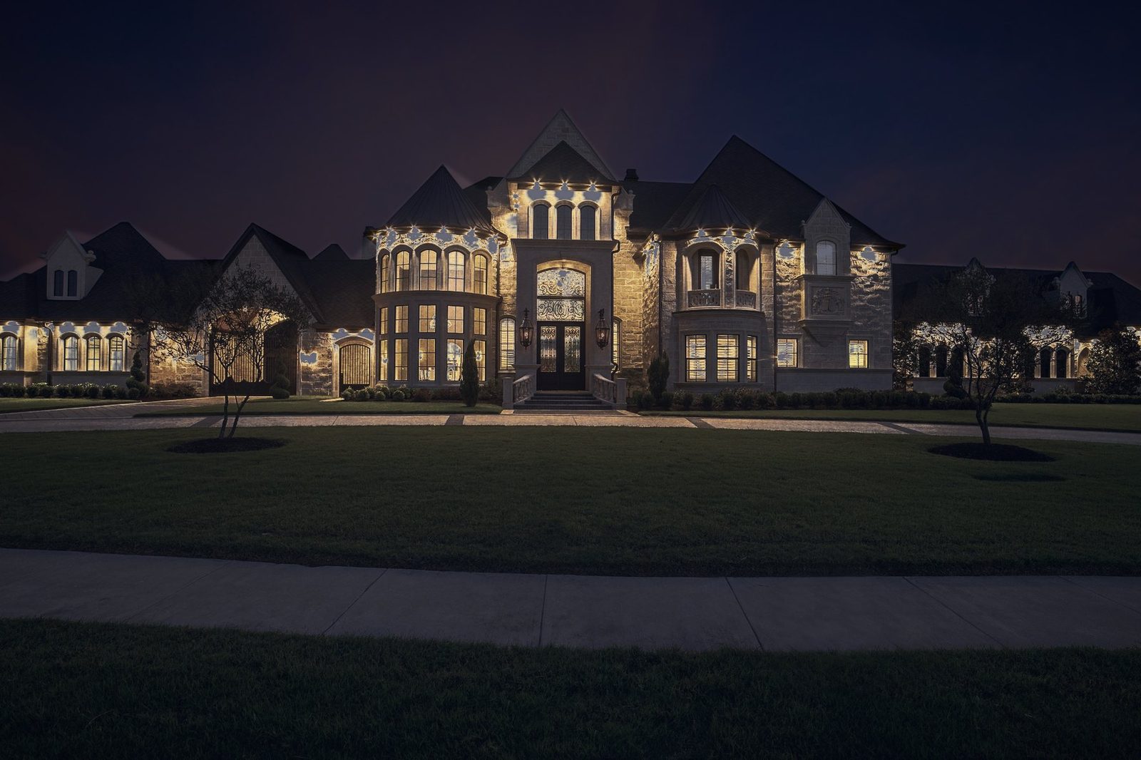 large estate home before lighting